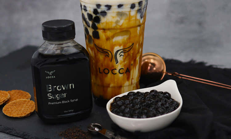 Brown sugar boba with tapioca pearls and Locca syrup