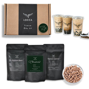 Locca Christmas Boba Tea Kit | Premium Bubble Tea | Up to 20 Drinks | Unique Gift Set