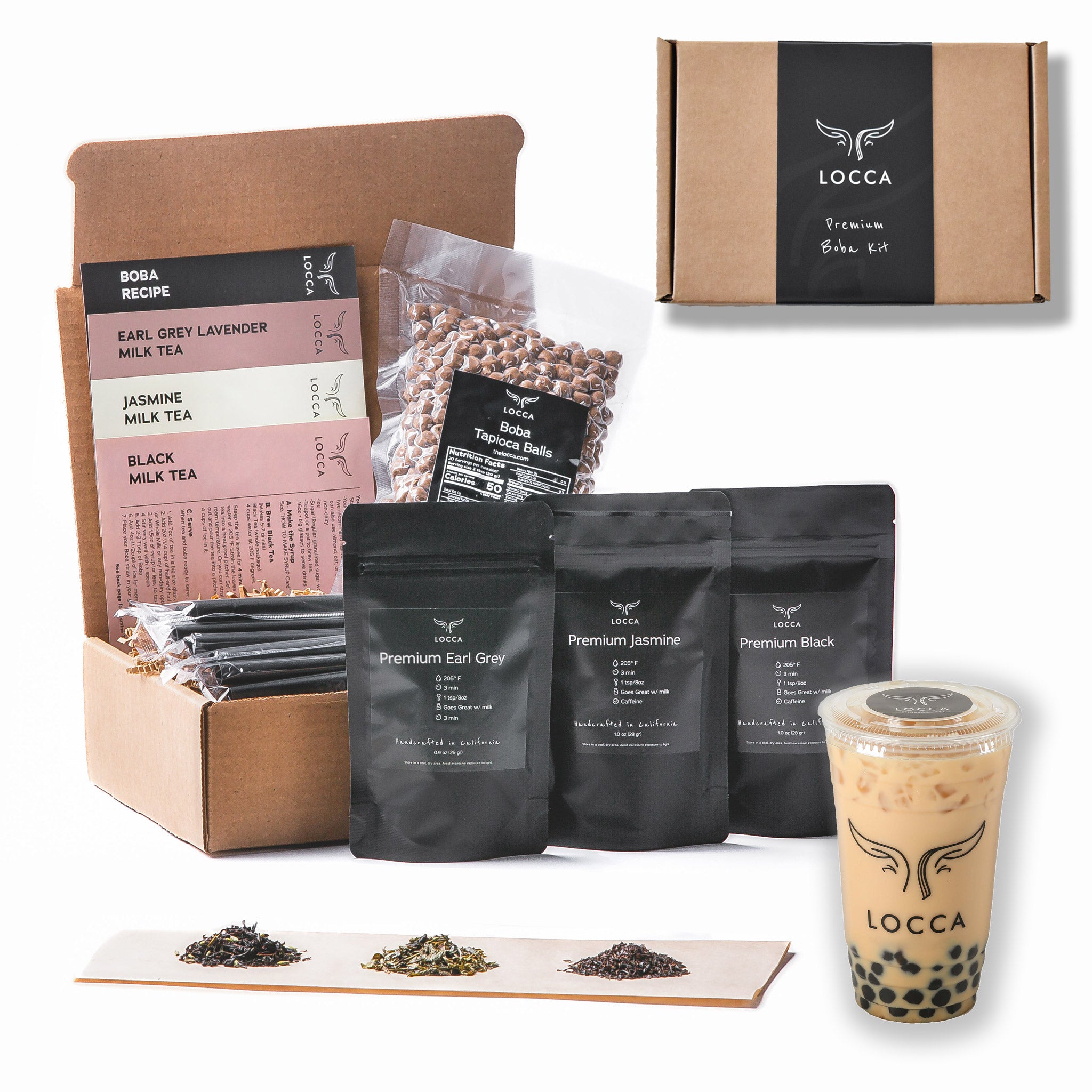 Locca Boba Tea Kit | The Classic | Premium Bubble Tea | Up to 24 Drinks | Unique Gift Set